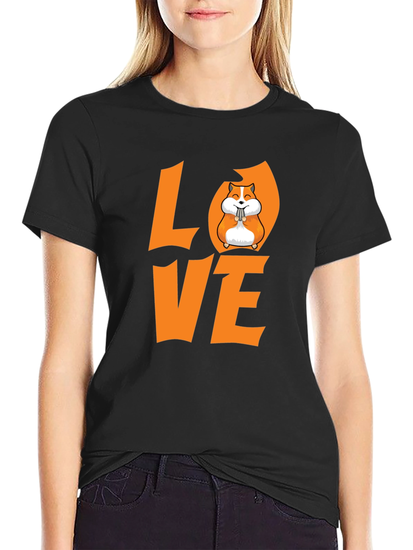 Hamster Love Graphic T-Shirt - Black