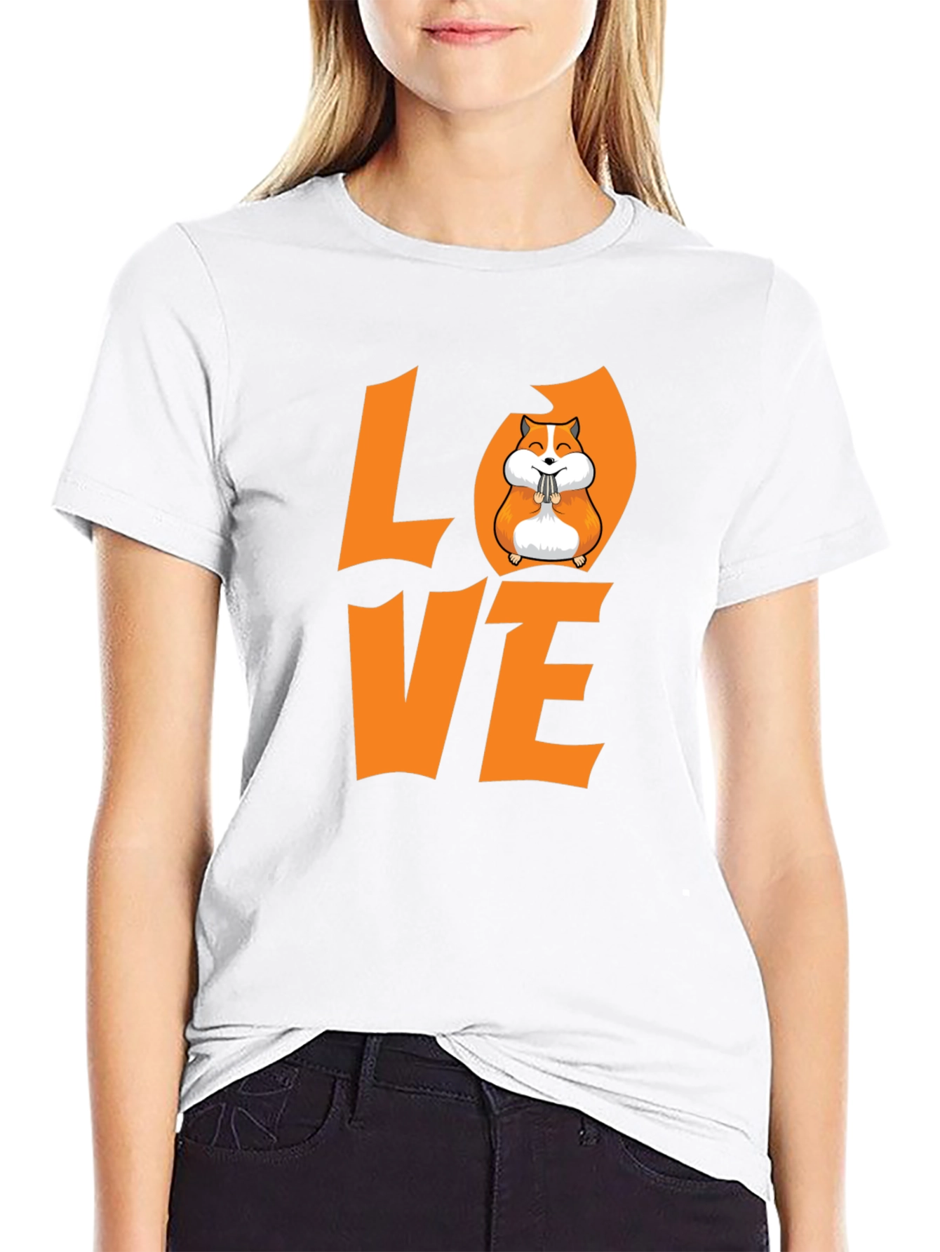 Hamster Love Graphic T-Shirt - Black