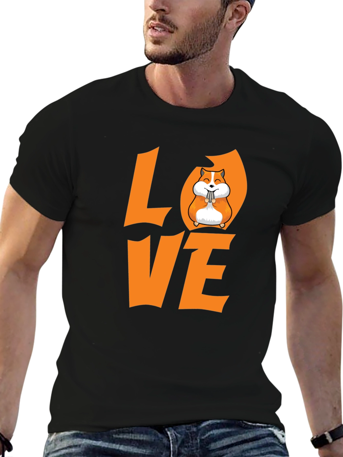 Hamster Love Graphic T-Shirt - Black