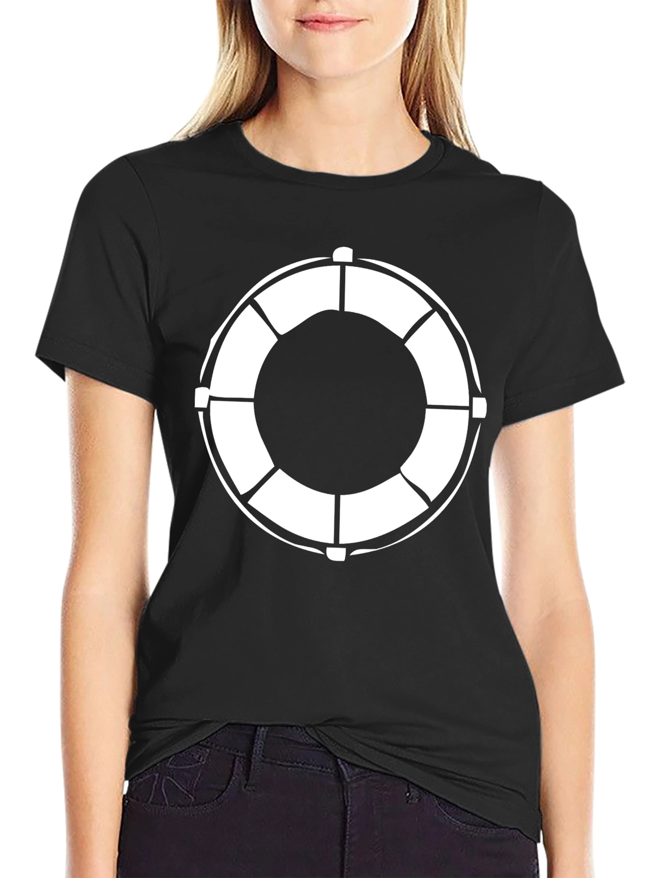 Life Preserver Graphic Black T-Shirt