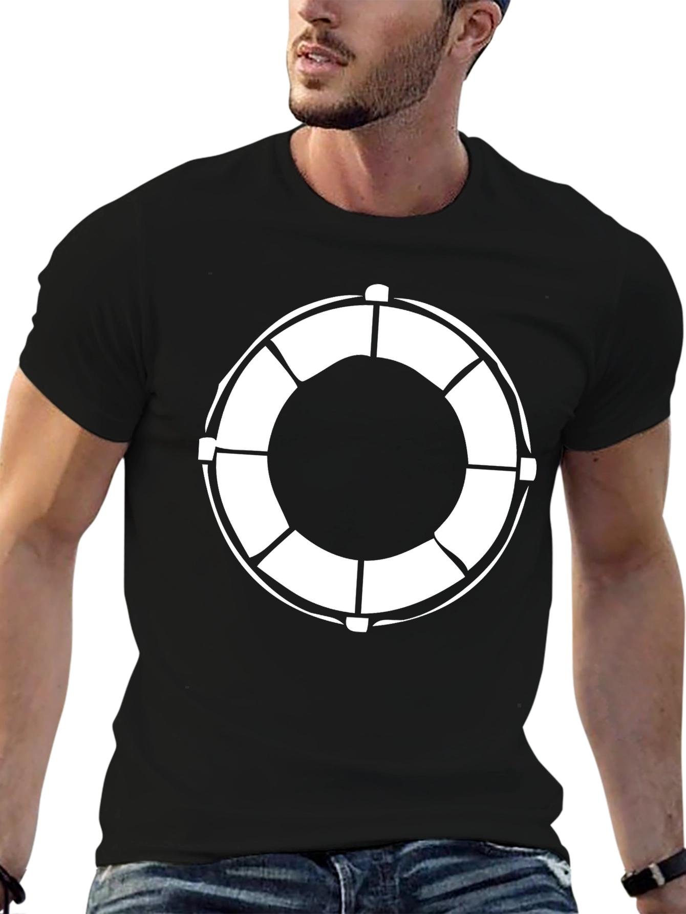 Life Preserver Graphic Black T-Shirt
