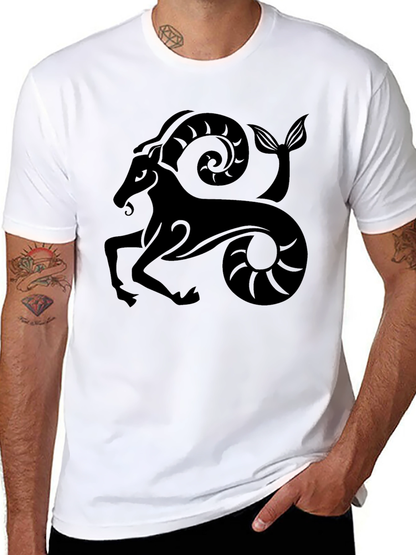 Capricorn Zodiac Graphic Black T-Shirt