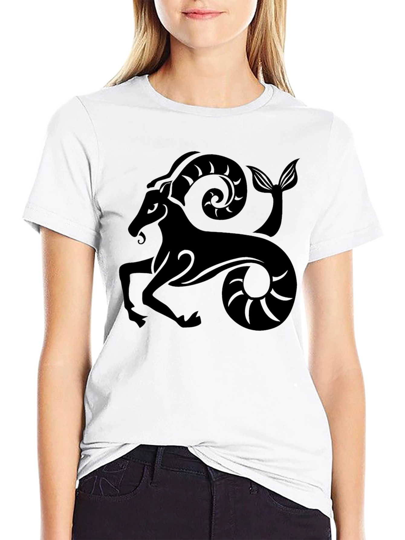 Capricorn Zodiac Graphic Black T-Shirt