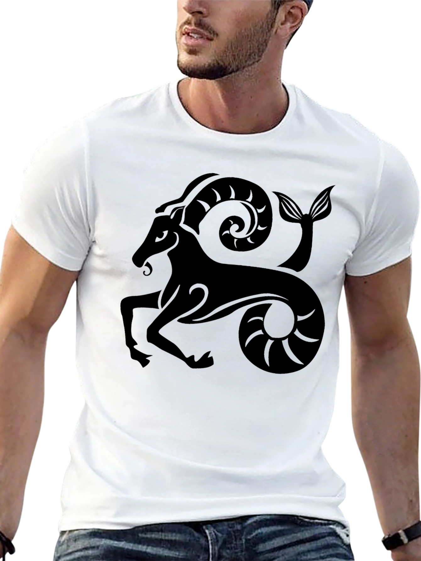 Capricorn Zodiac Graphic Black T-Shirt