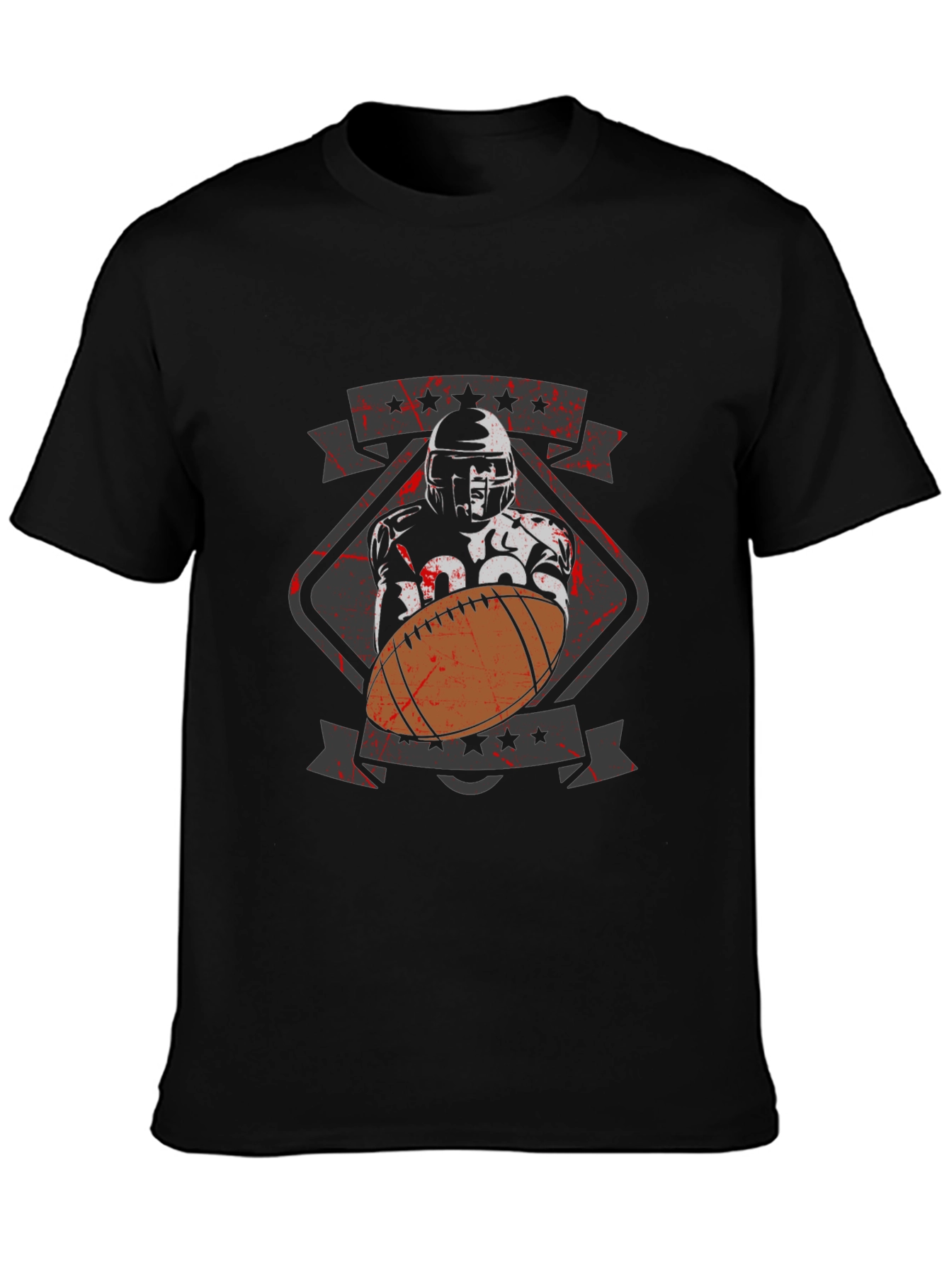 Football Player Graphic T-Shirt - Black Cotton Tee
