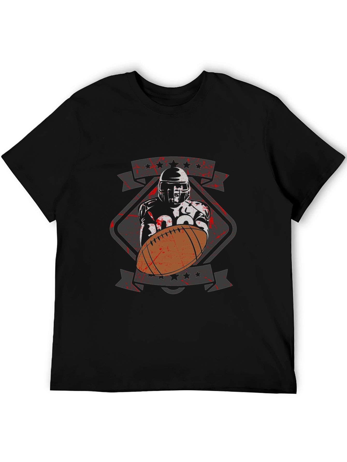 Football Player Graphic T-Shirt - Black Cotton Tee