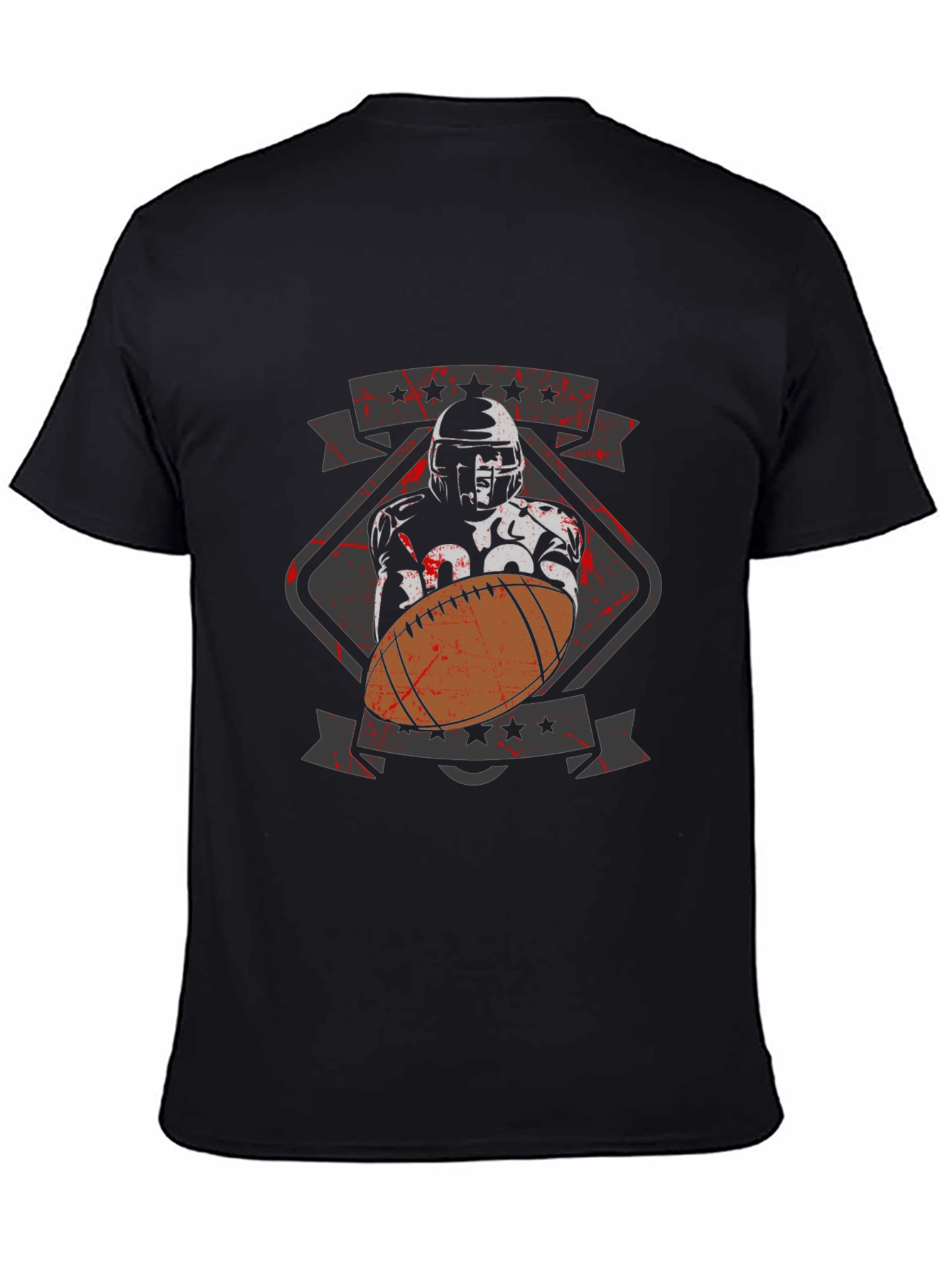 Football Player Graphic T-Shirt - Black Cotton Tee