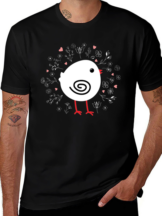 Cute Chick T-Shirt - Black Cotton Tee with Bird Design