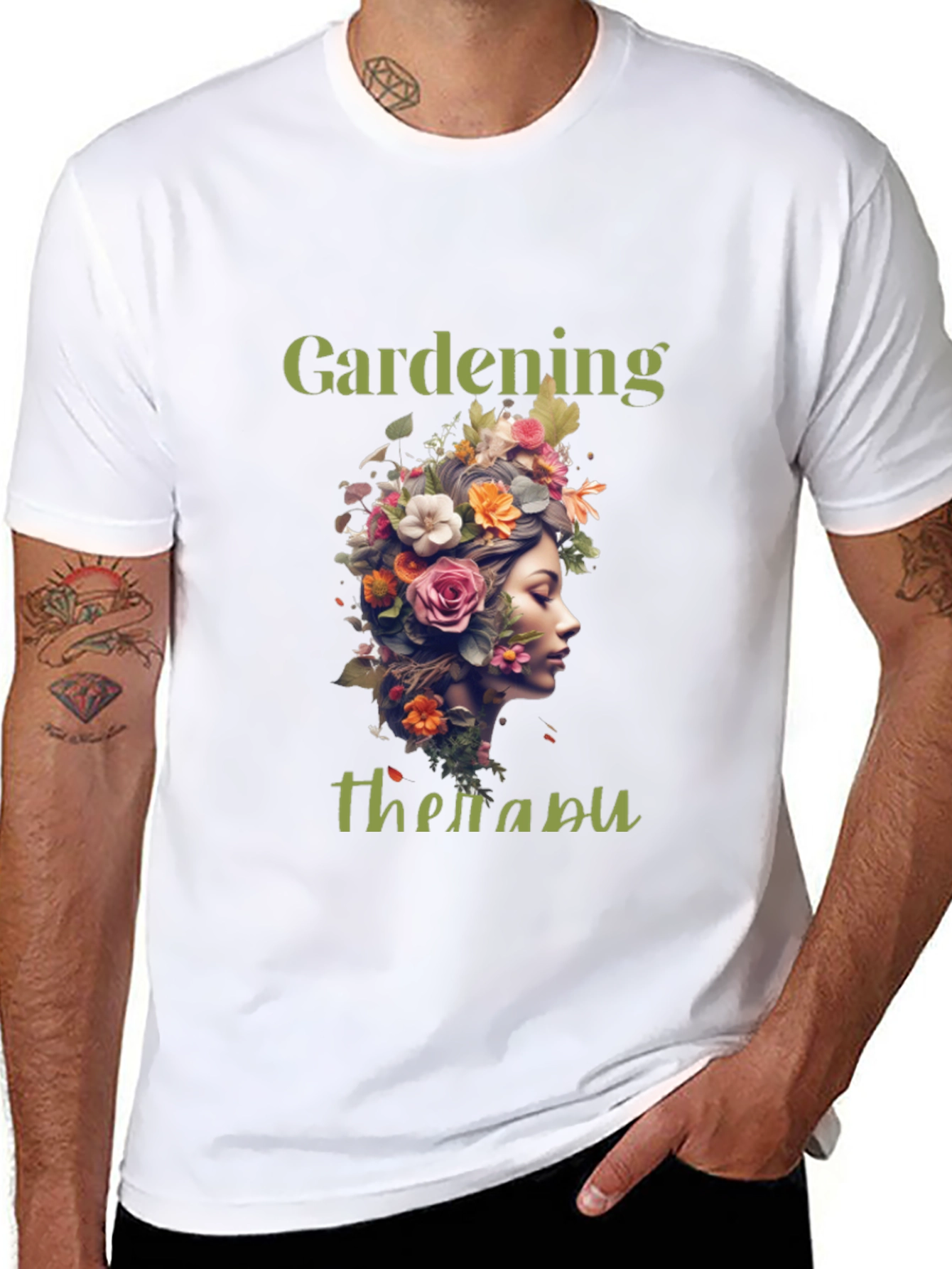 Gardening Therapy T-Shirt - Floral Design