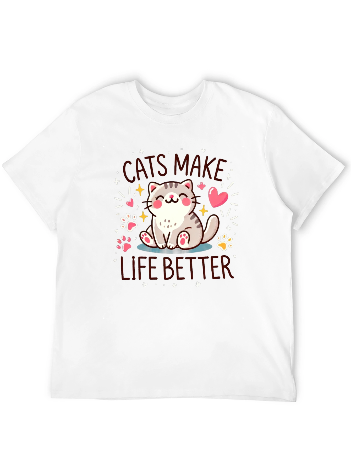 Cats Make Life Better Black T-Shirt