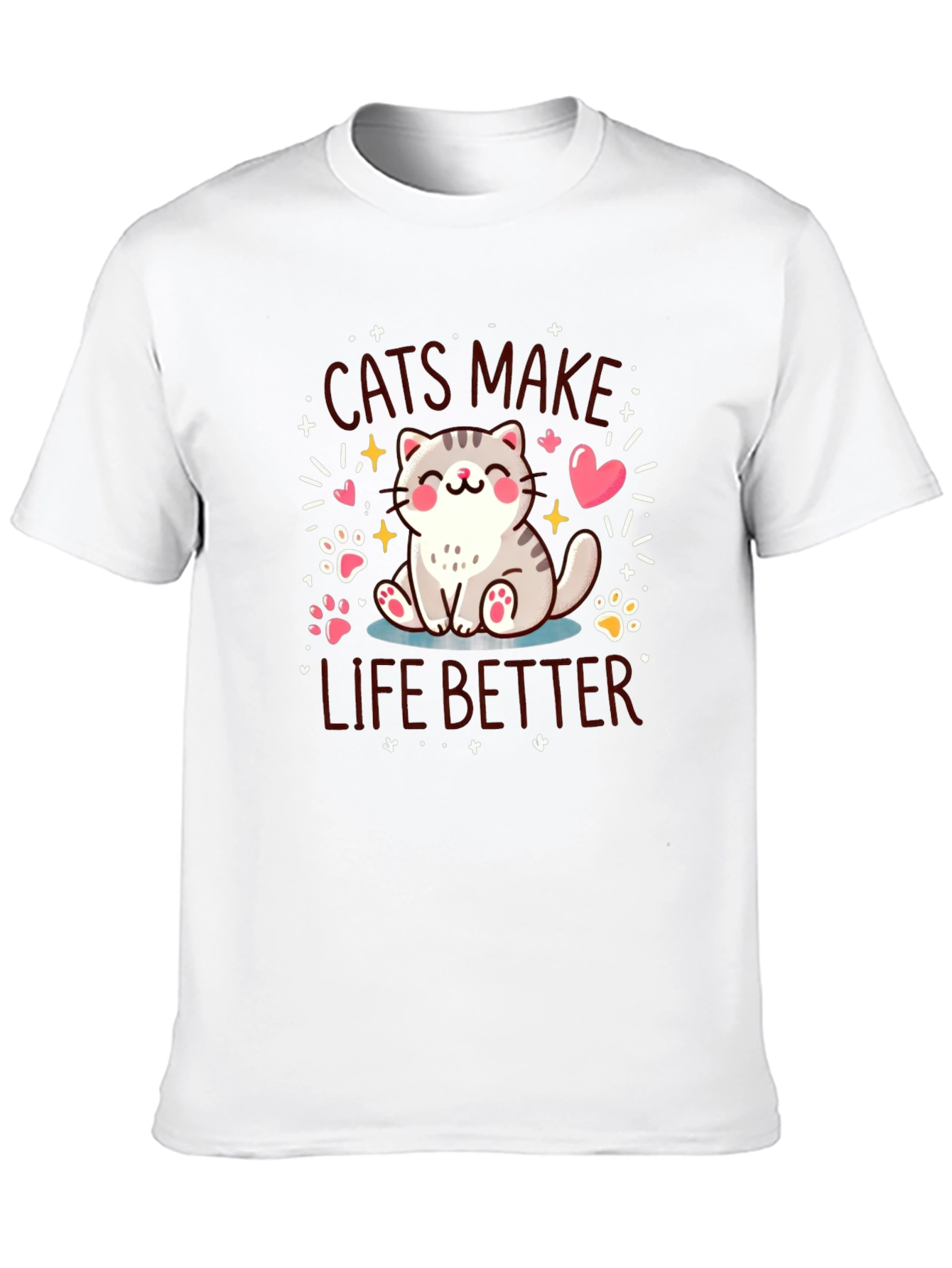 Cats Make Life Better Black T-Shirt