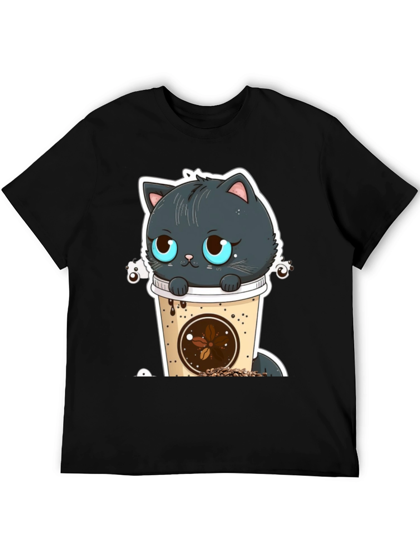 Cute Cat in Coffee Cup Graphic Tee