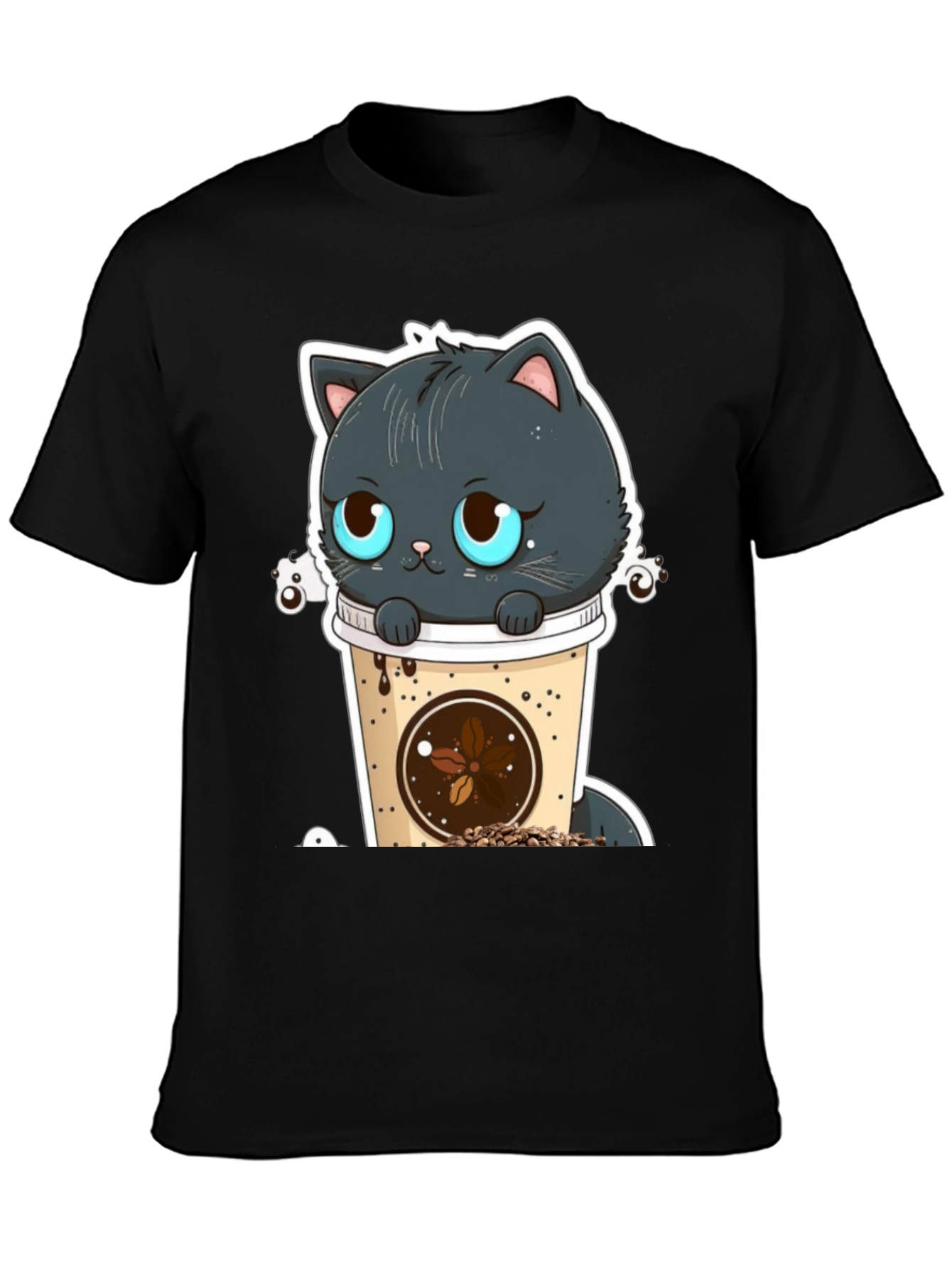 Cute Cat in Coffee Cup Graphic Tee