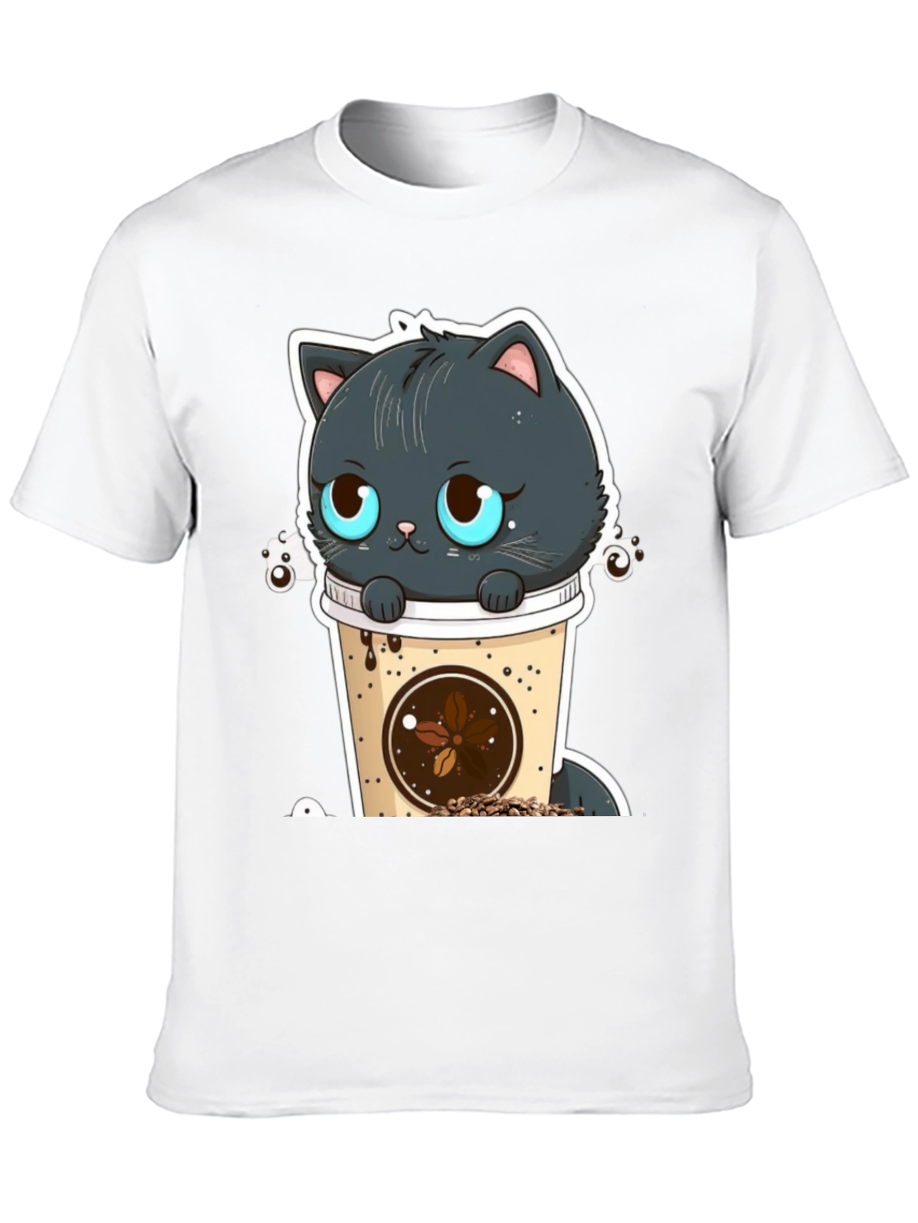 Cute Cat in Coffee Cup Graphic Tee