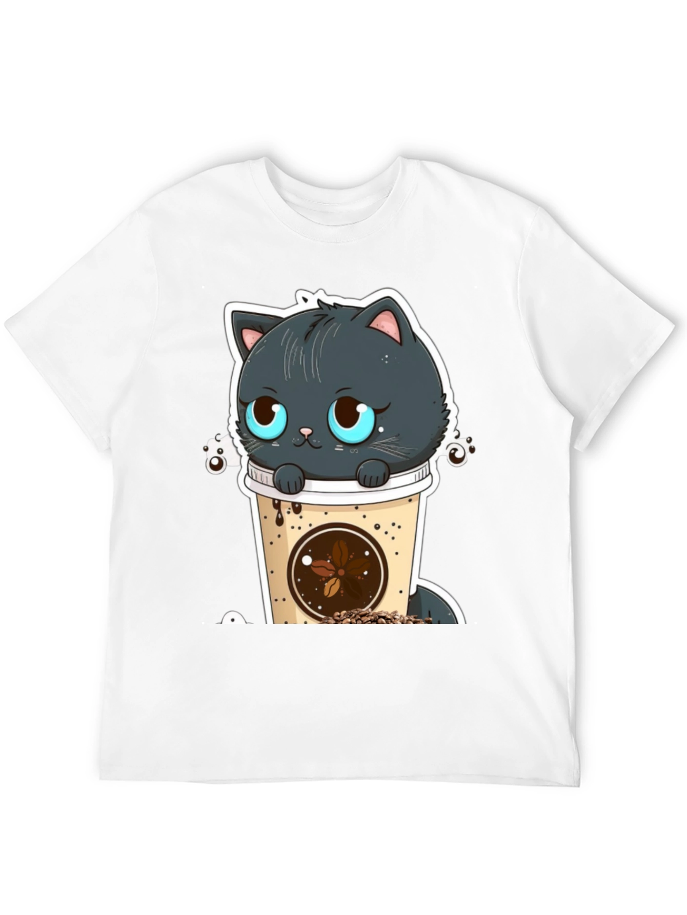 Cute Cat in Coffee Cup Graphic Tee