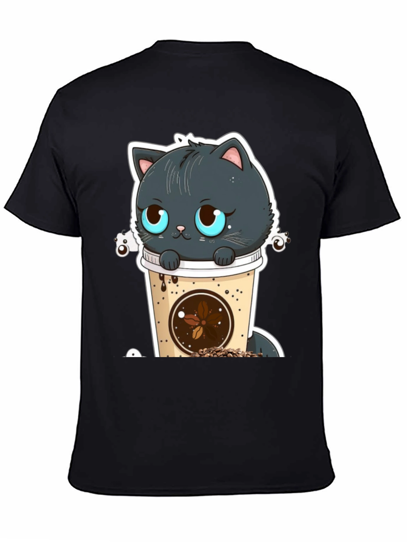 Cute Cat in Coffee Cup Graphic Tee