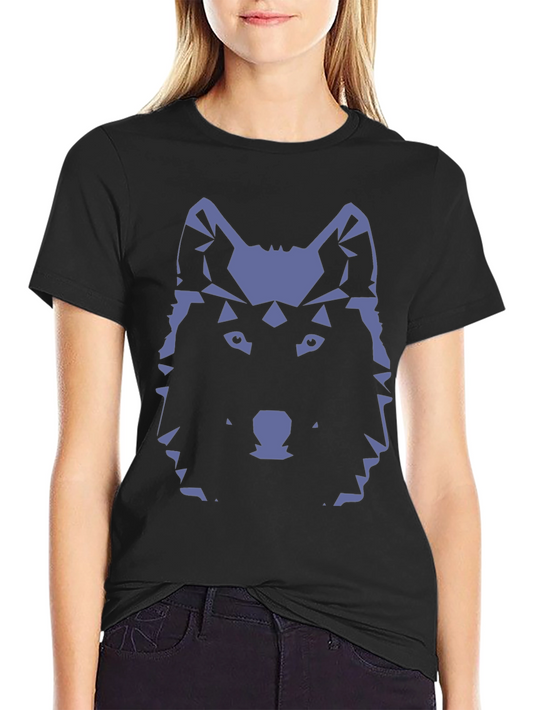 Geometric Wolf Graphic Tee - Modern Black T-Shirt