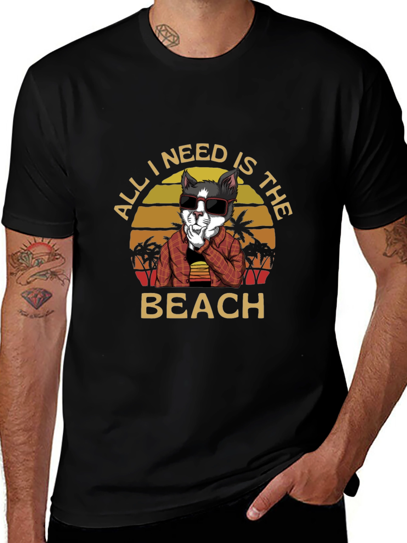 Cool Cat Beach Vibes Graphic T-Shirt