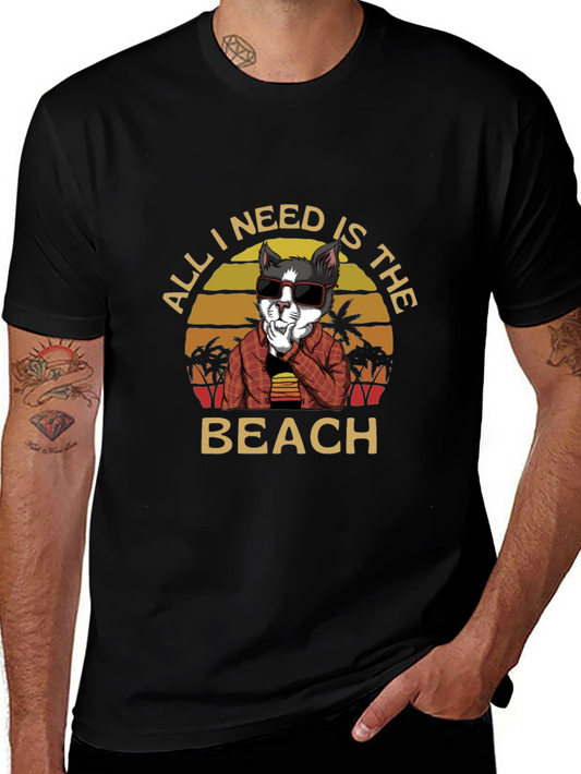 Cool Cat Beach Vibes Graphic T-Shirt