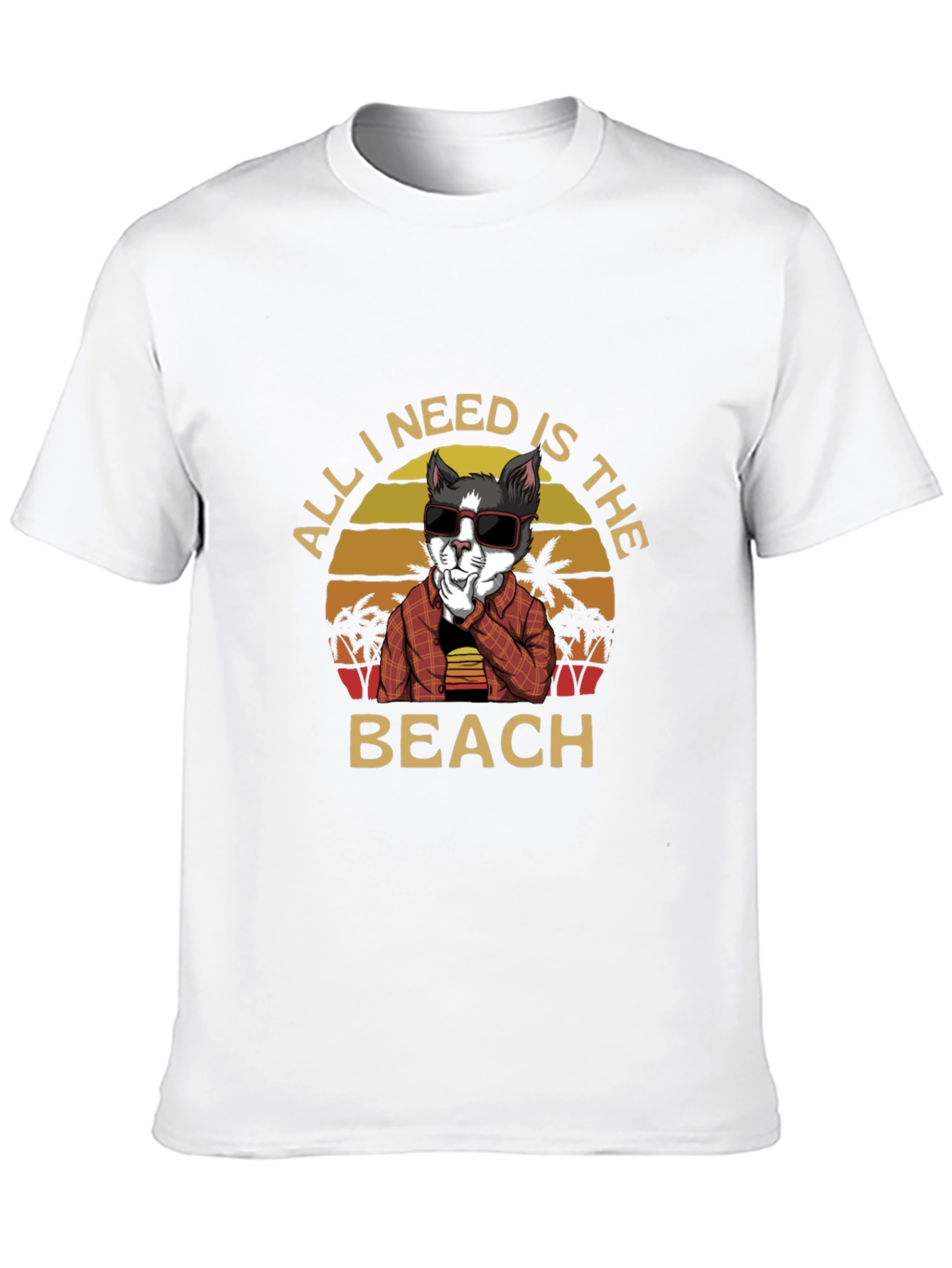 Cool Cat Beach Vibes Graphic T-Shirt
