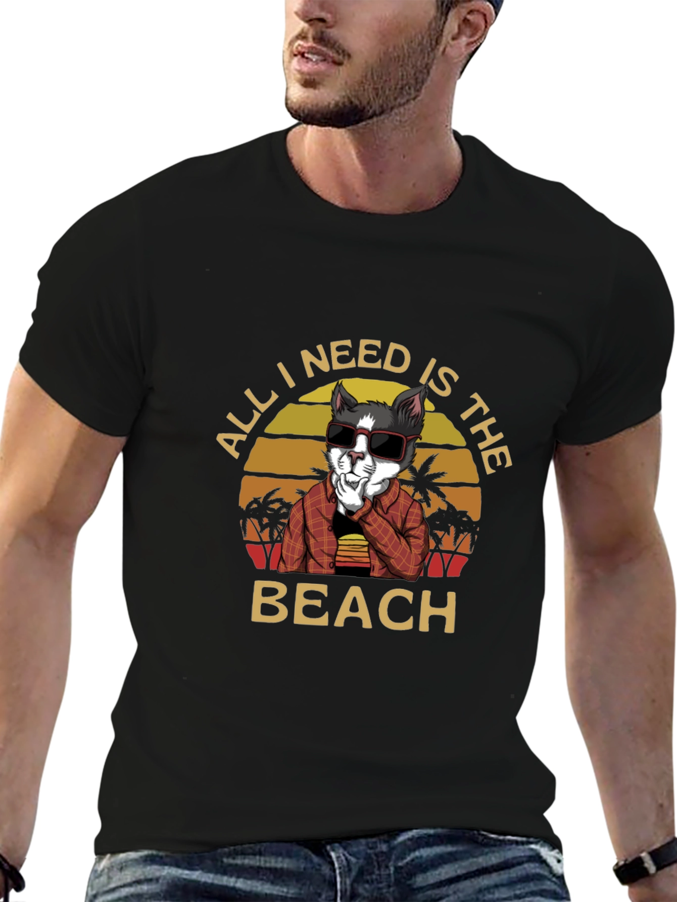 Cool Cat Beach Vibes Graphic T-Shirt