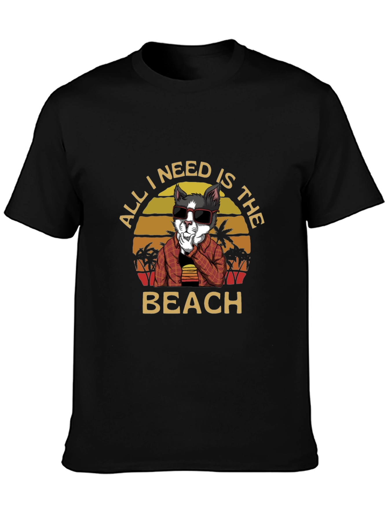 Cool Cat Beach Vibes Graphic T-Shirt