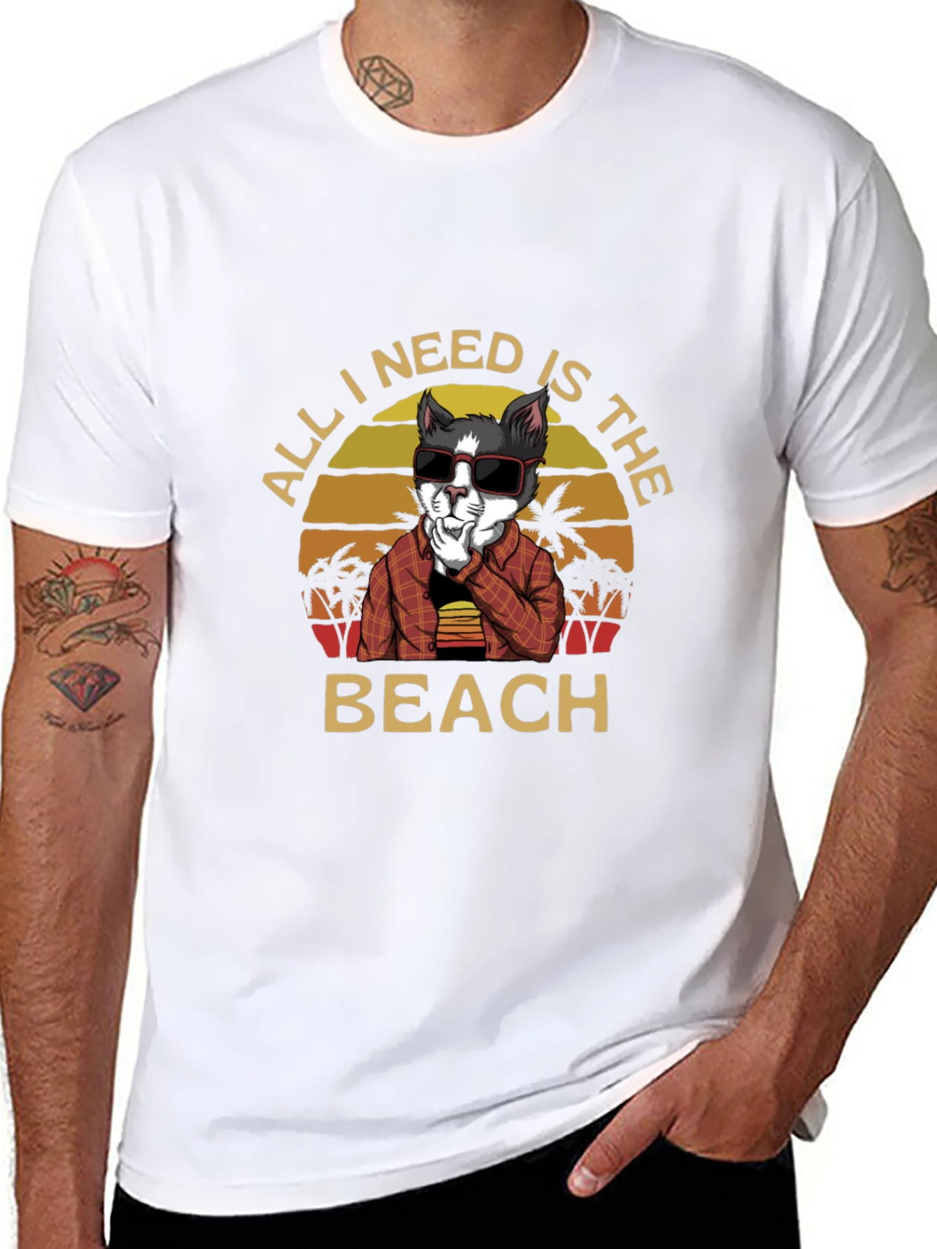 Cool Cat Beach Vibes Graphic T-Shirt