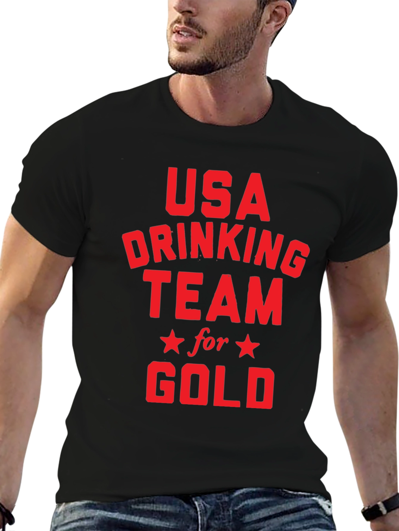 USA Drinking Team for Gold Black T-Shirt