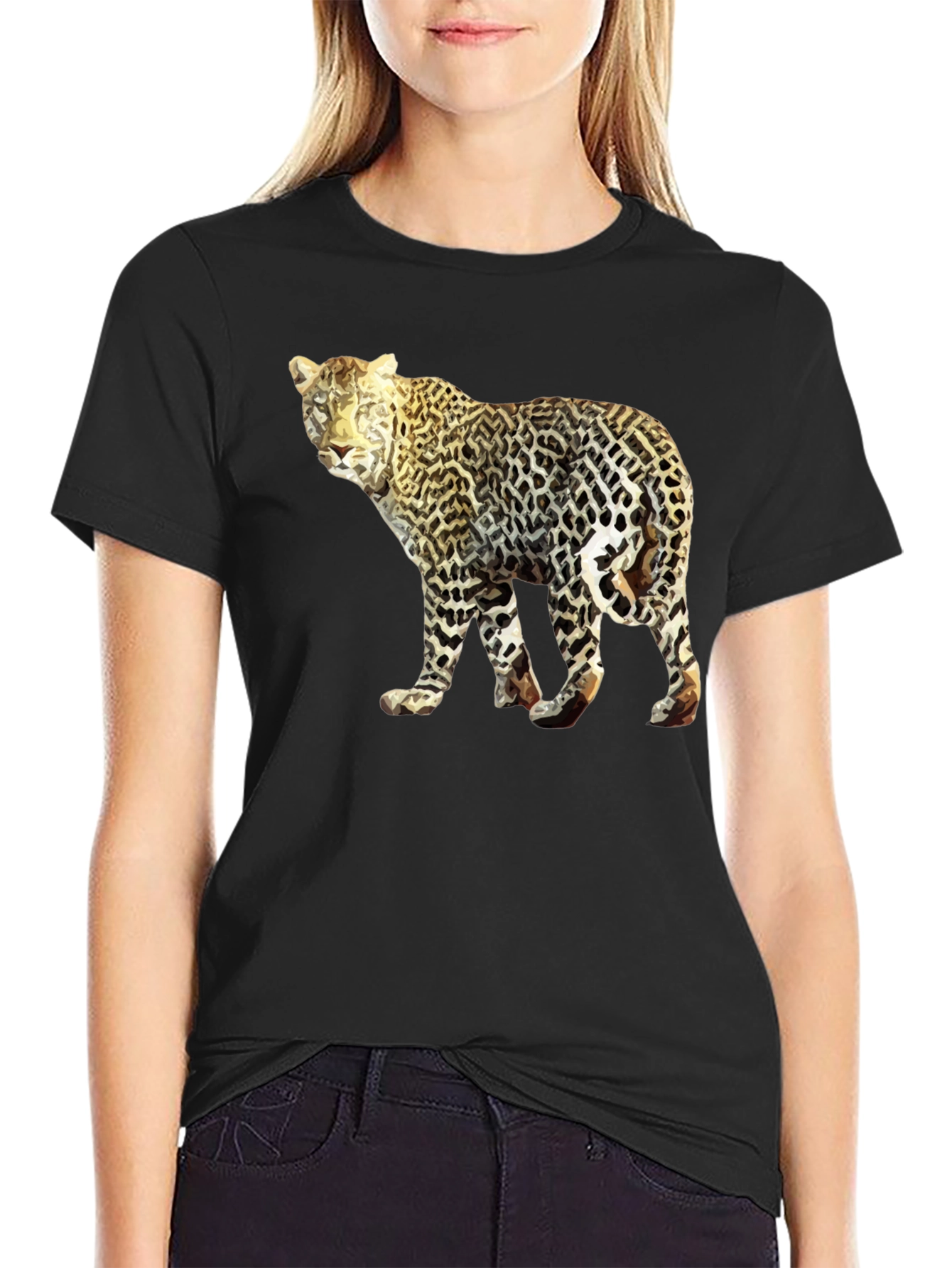 Leopard Graphic Tee - Mens Black T-Shirt