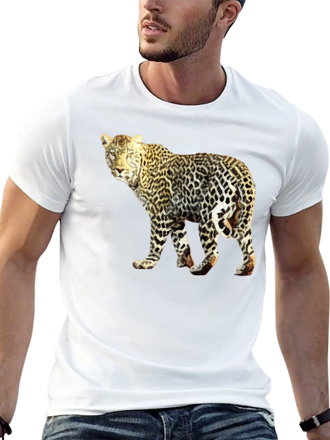 Leopard Graphic Tee - Mens Black T-Shirt