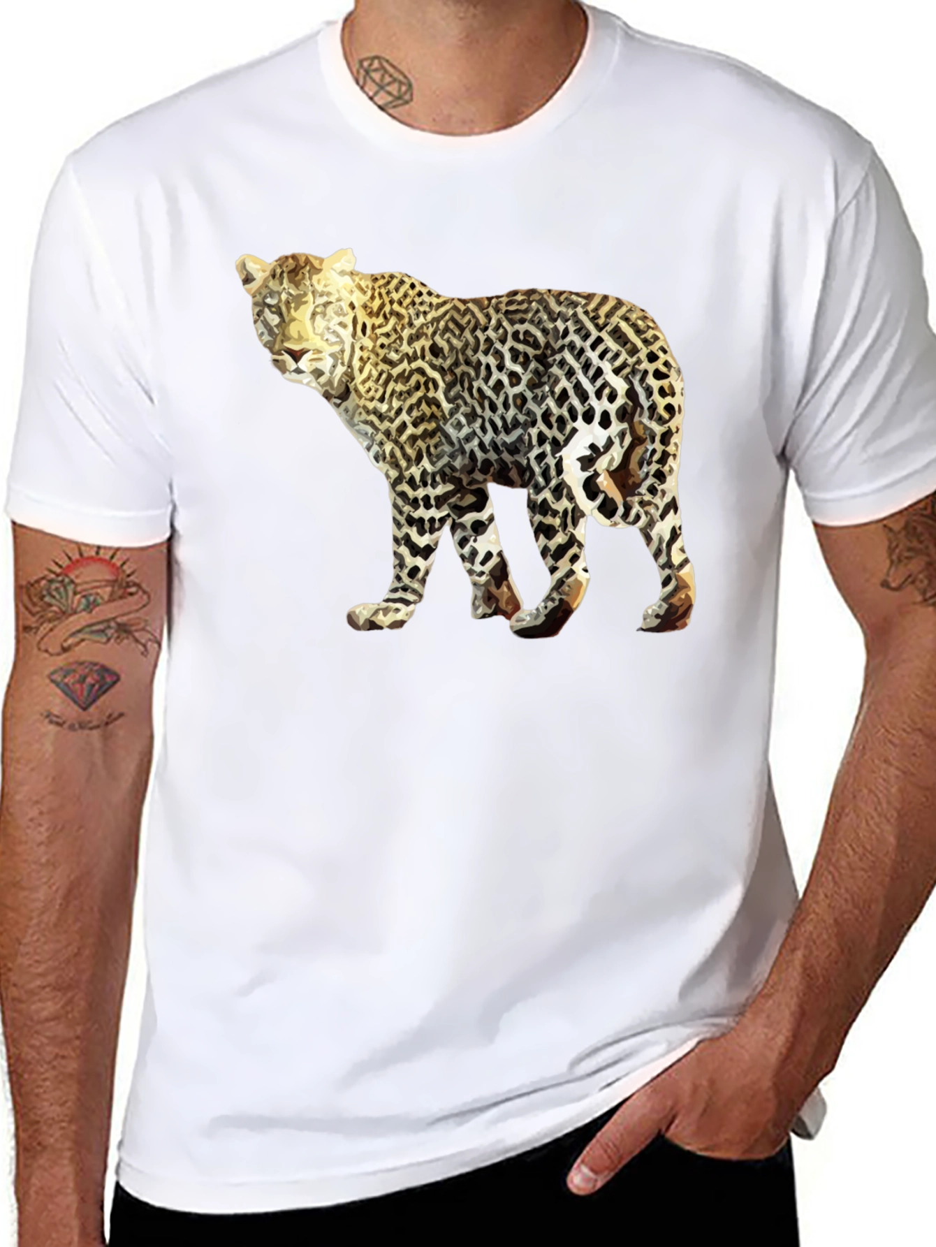 Leopard Graphic Tee - Mens Black T-Shirt