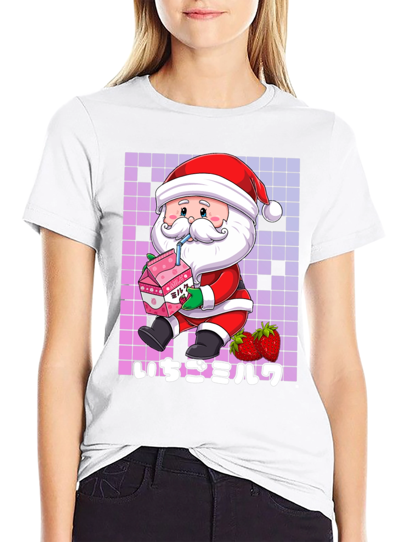 Kawaii Santa Strawberry Milk T-Shirt