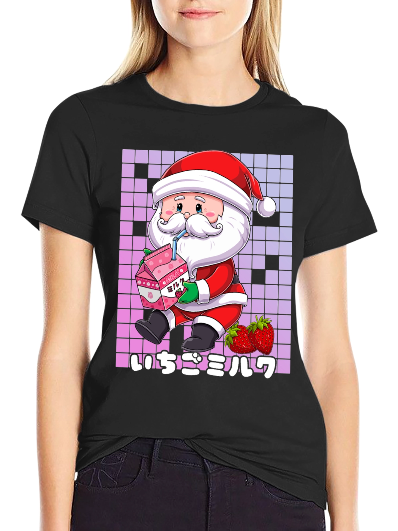 Kawaii Santa Strawberry Milk T-Shirt