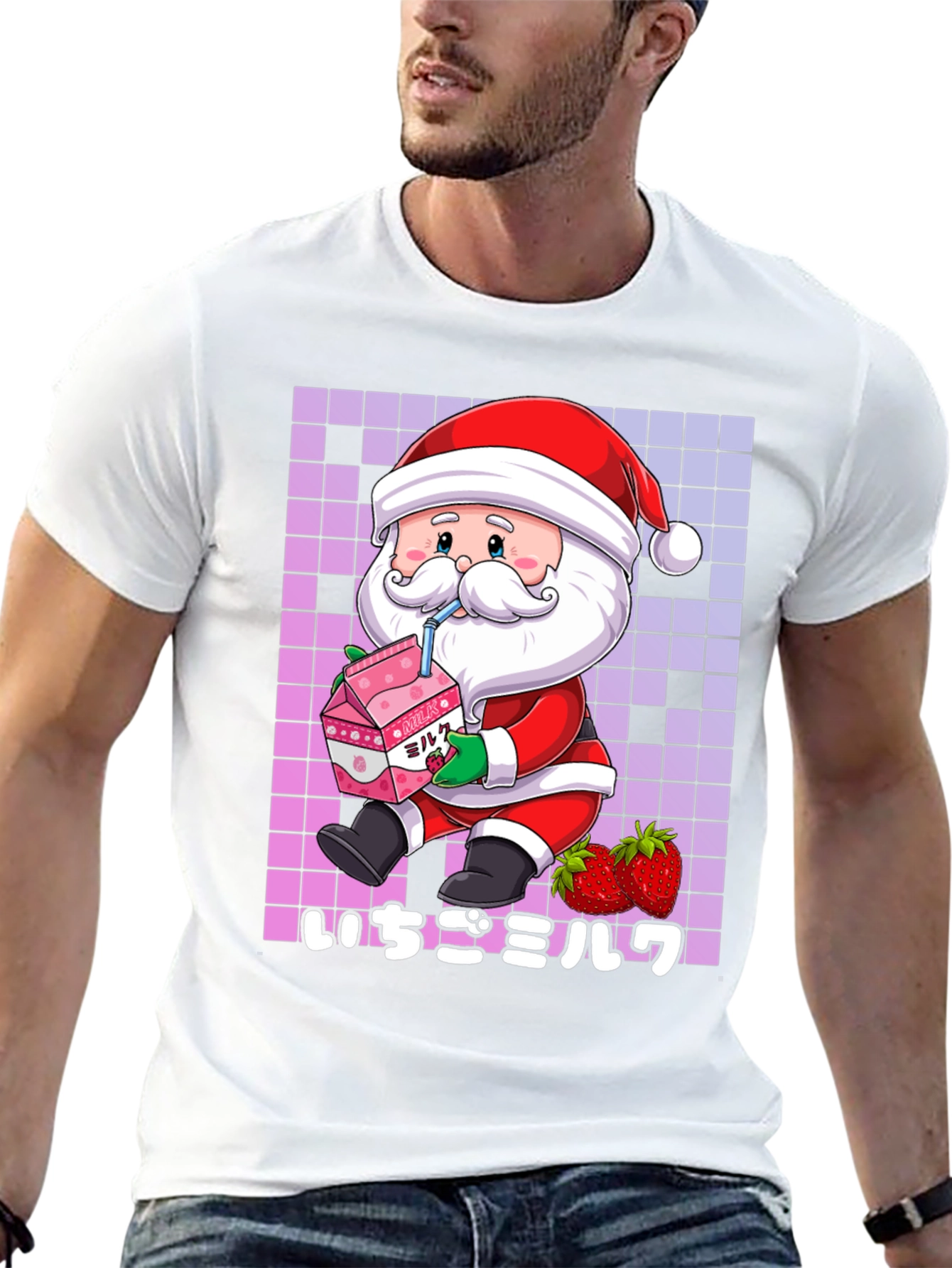 Kawaii Santa Strawberry Milk T-Shirt