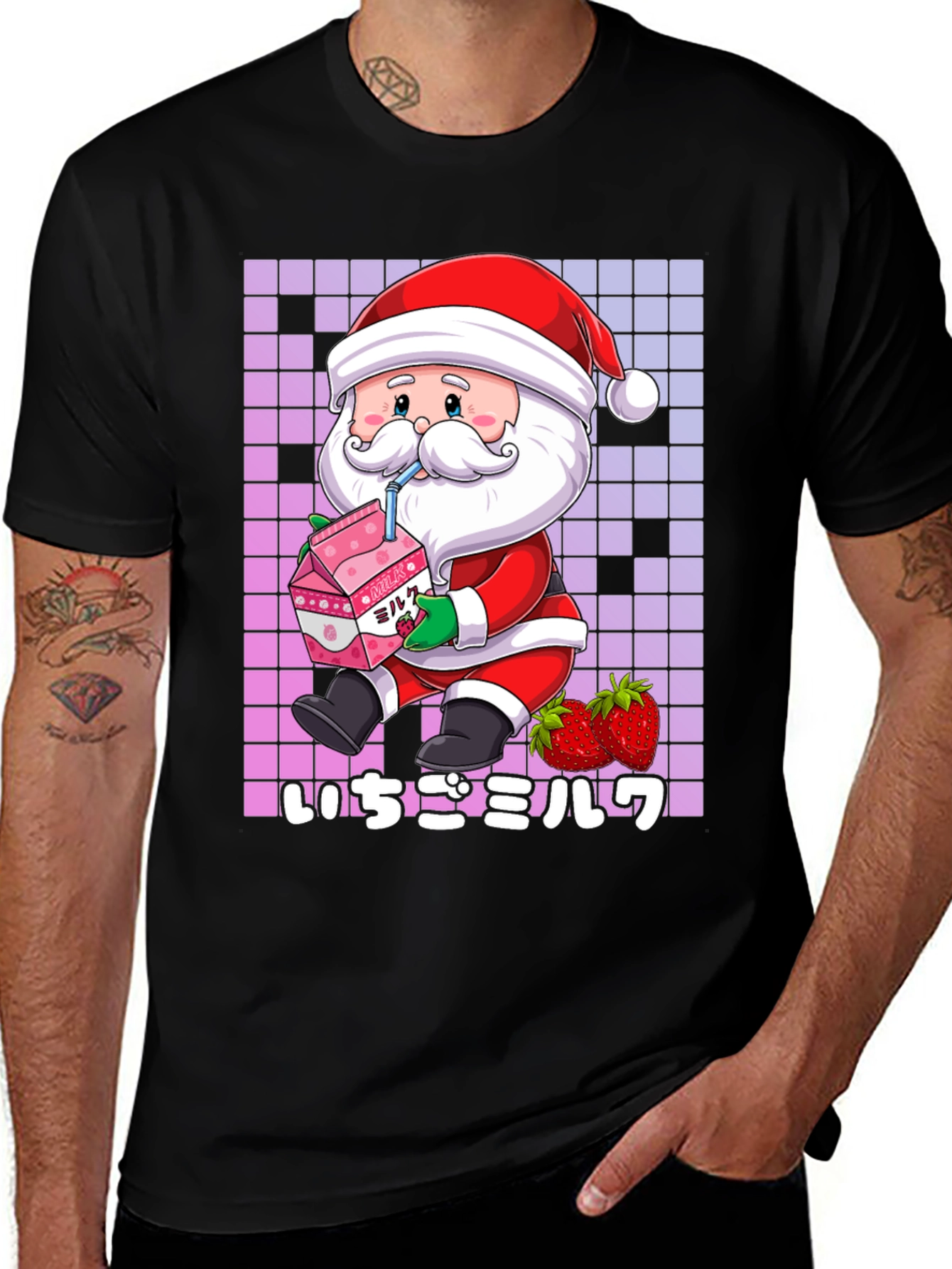 Kawaii Santa Strawberry Milk T-Shirt
