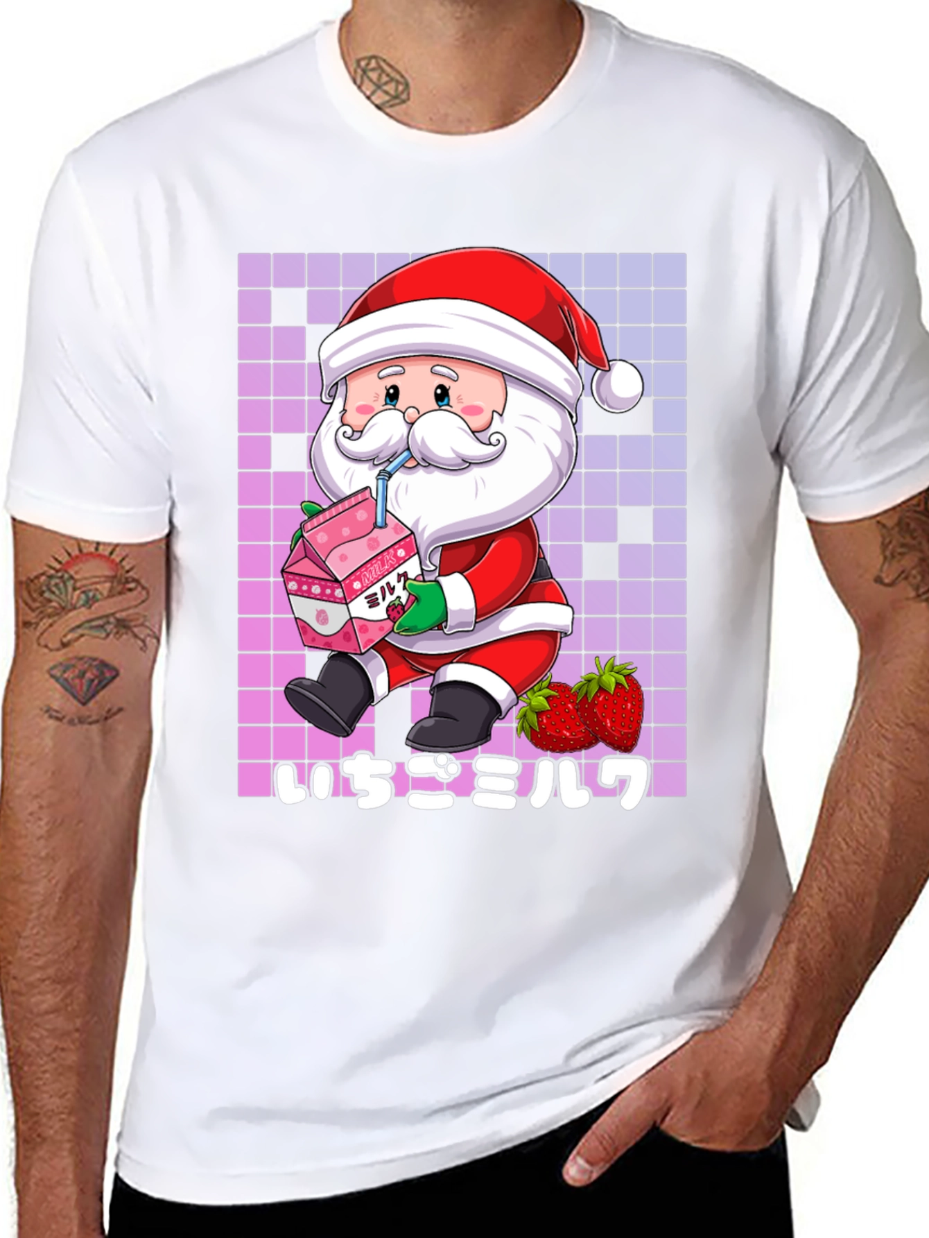 Kawaii Santa Strawberry Milk T-Shirt
