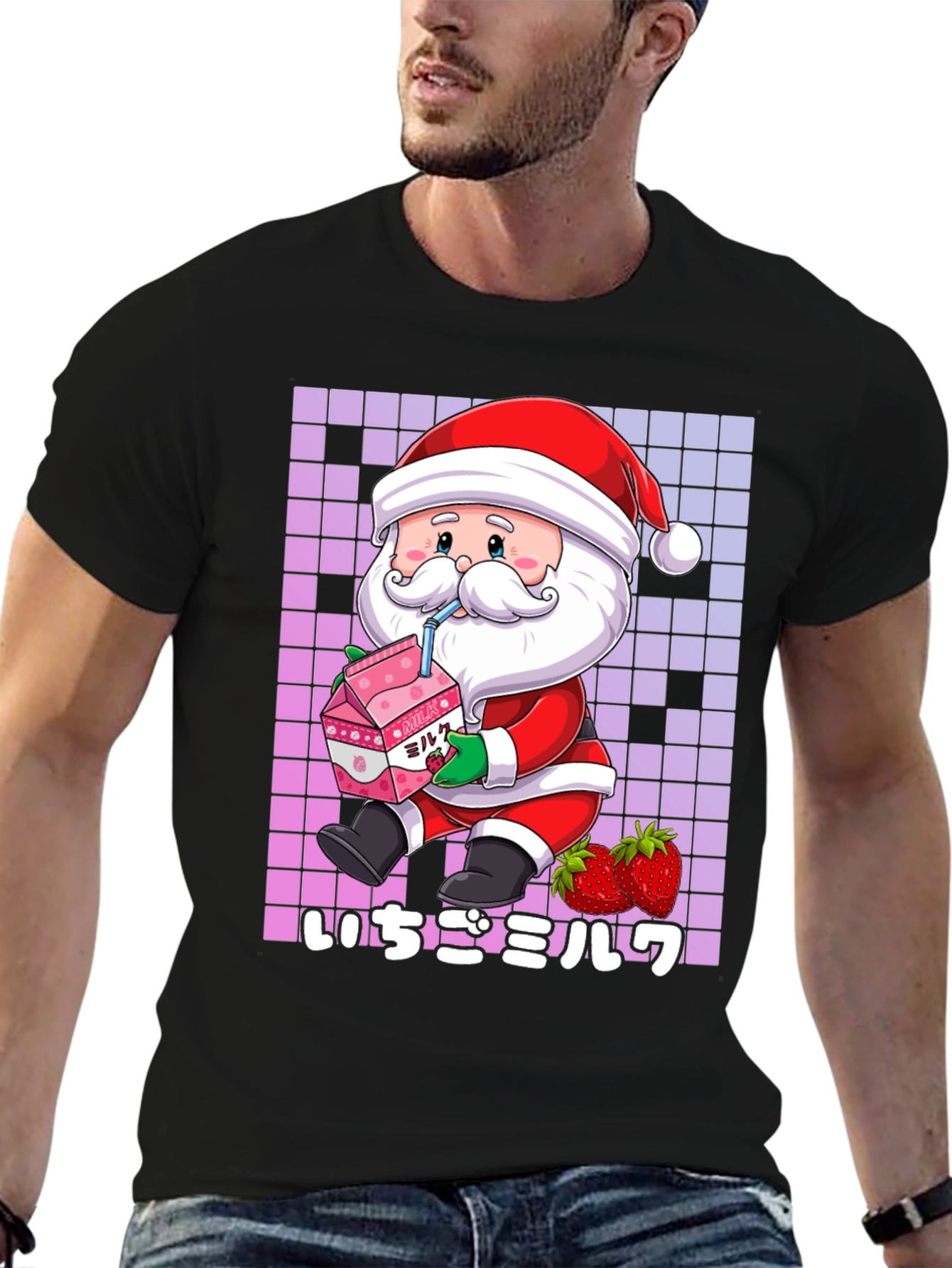 Kawaii Santa Strawberry Milk T-Shirt