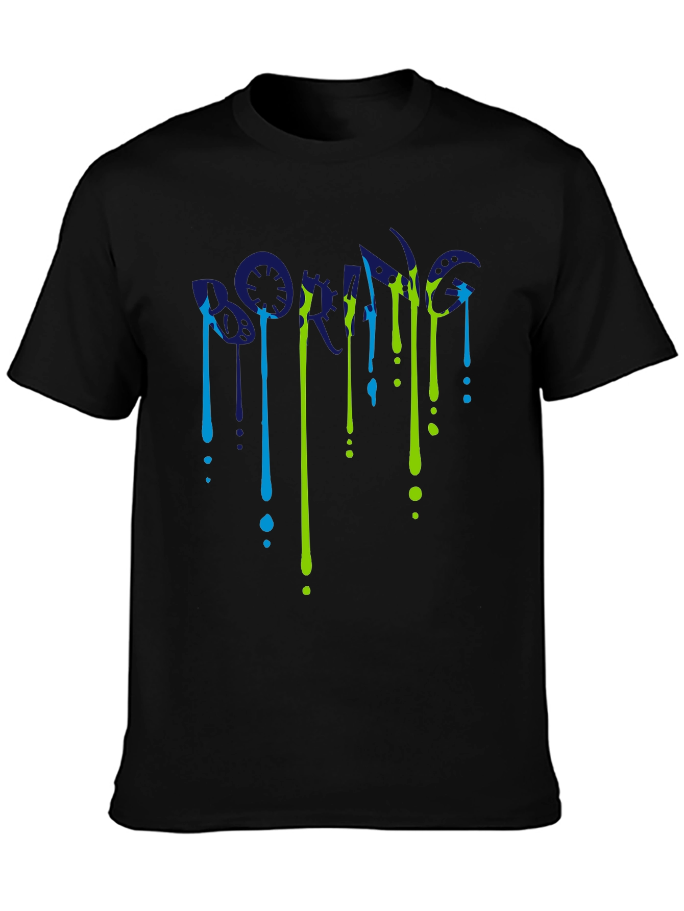 Dripping Letter Graphic Black T-Shirt