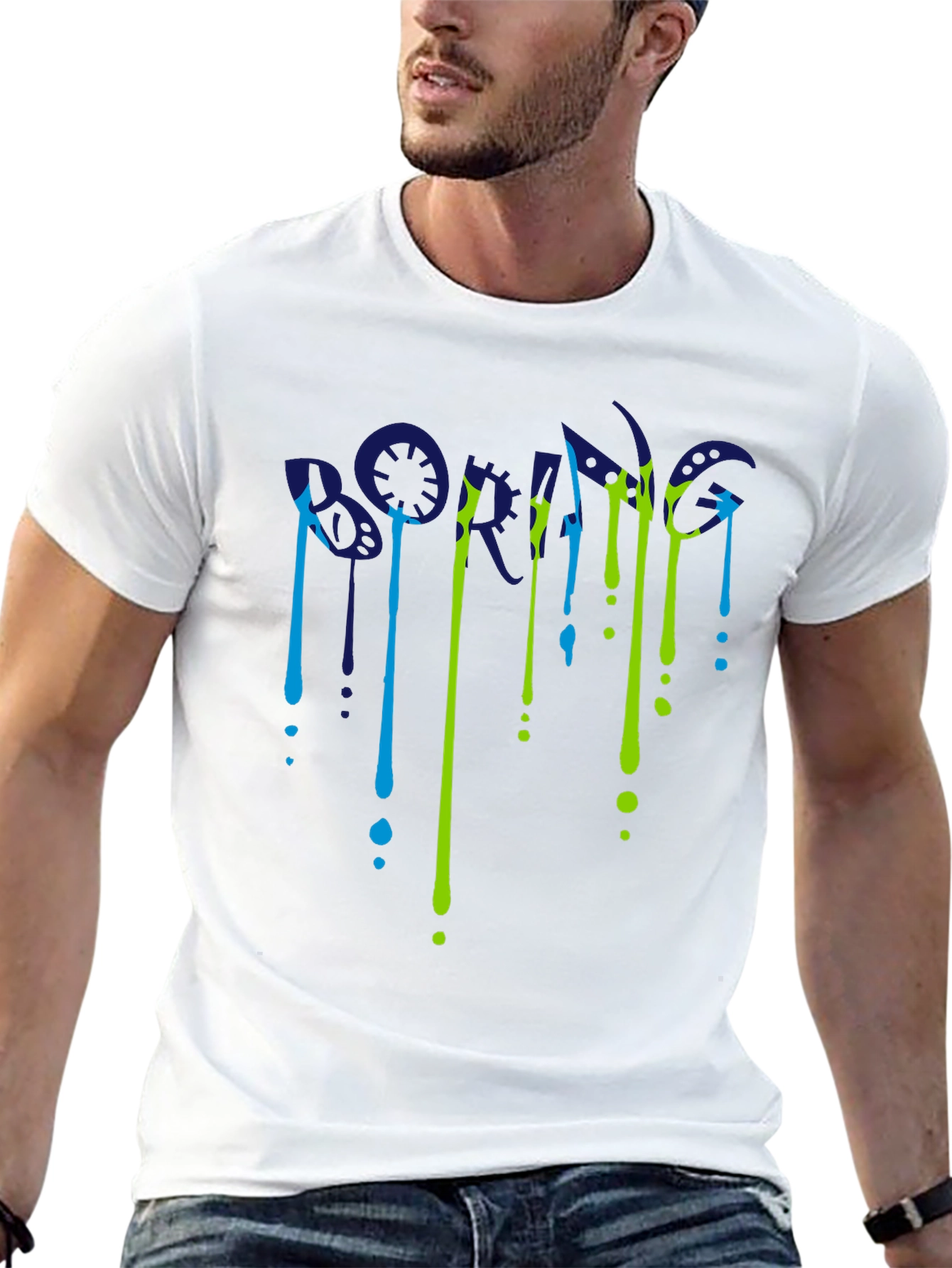 Dripping Letter Graphic Black T-Shirt