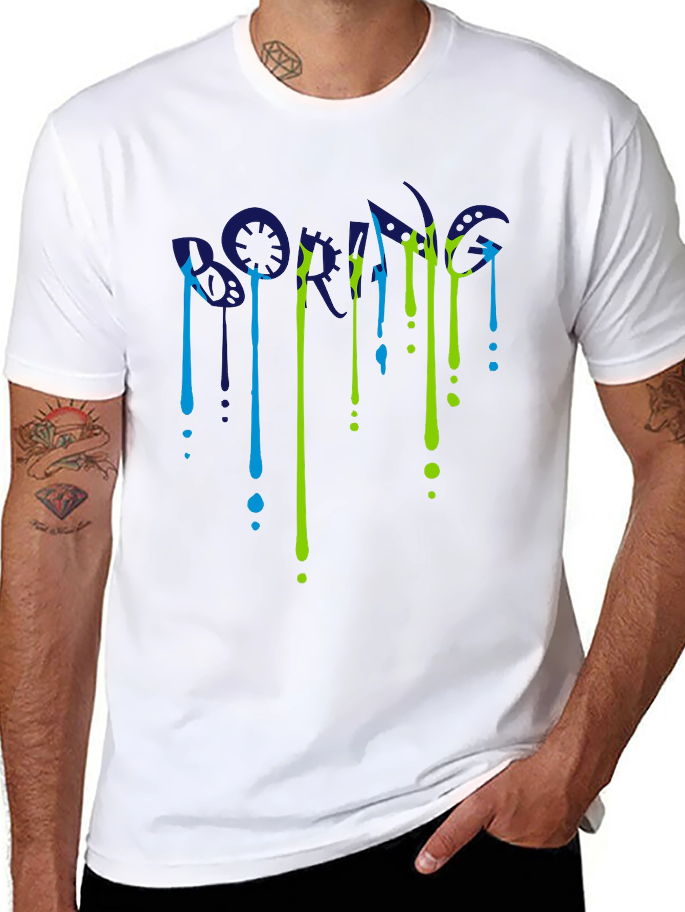 Dripping Letter Graphic Black T-Shirt