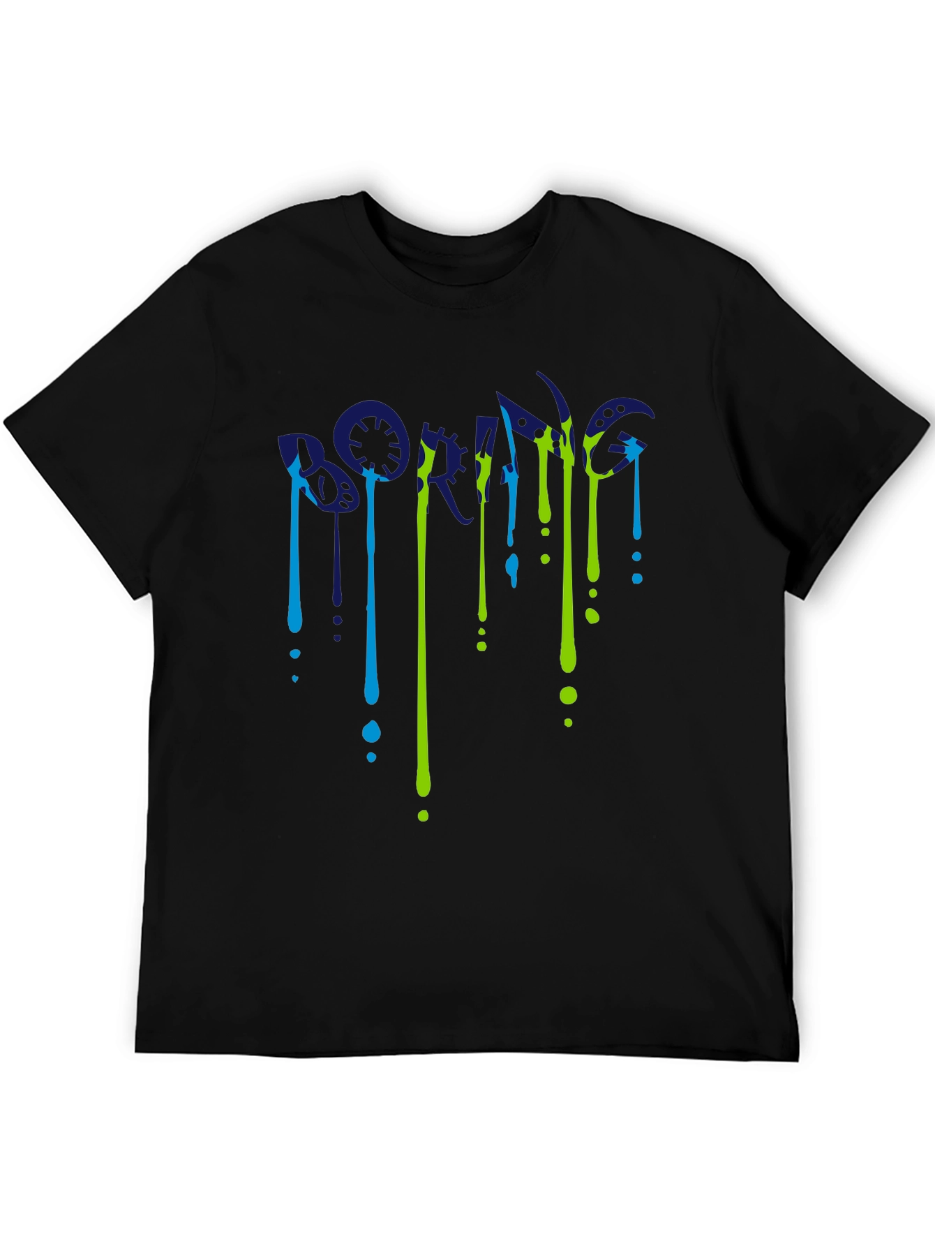 Dripping Letter Graphic Black T-Shirt