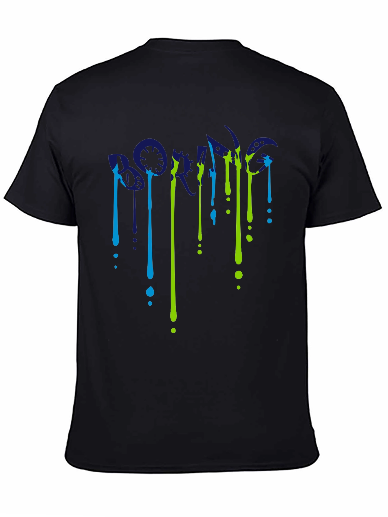 Dripping Letter Graphic Black T-Shirt