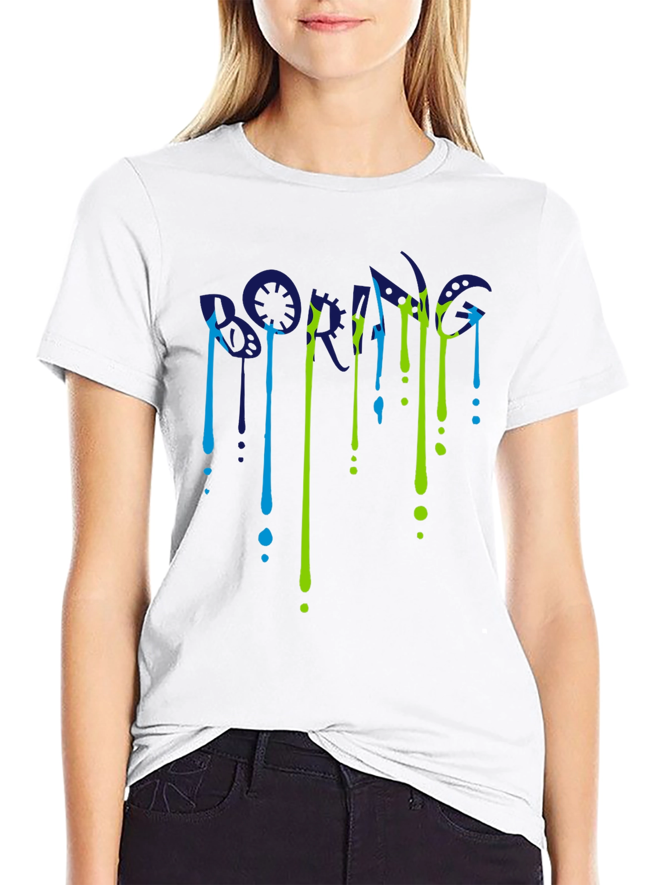 Dripping Letter Graphic Black T-Shirt