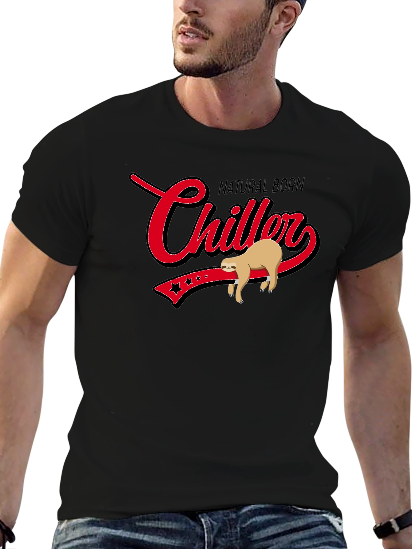 Natural Born Chiller Sloth Graphic T-Shirt