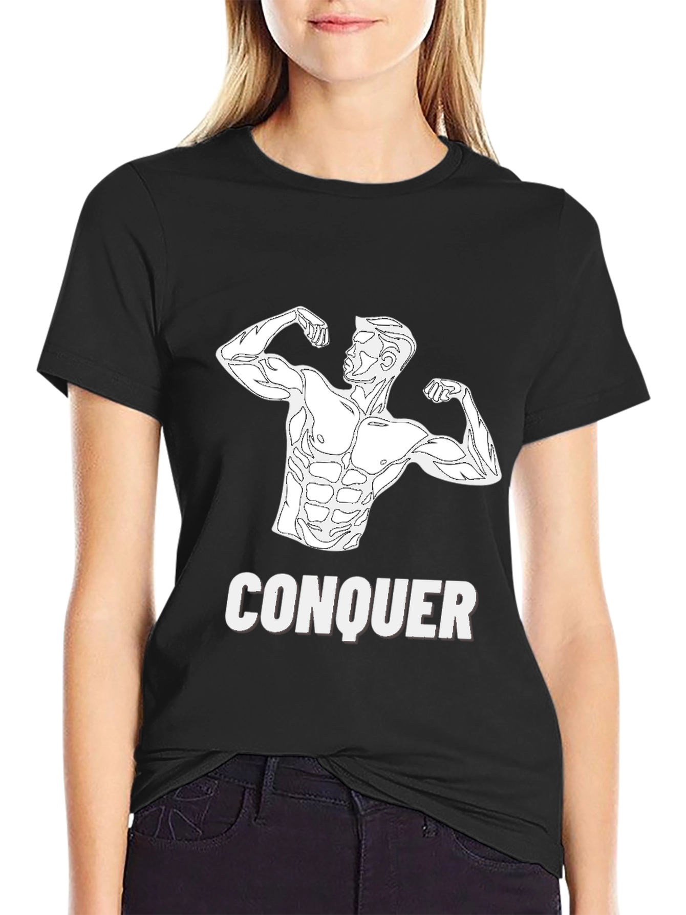 Conquer Black T-Shirt - Fitness Graphic Tee