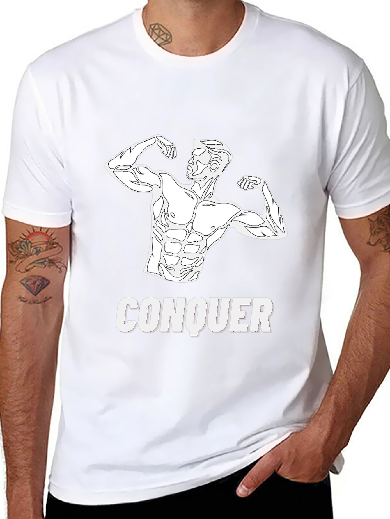Conquer Black T-Shirt - Fitness Graphic Tee