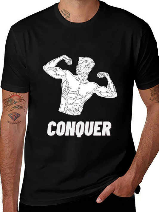 Conquer Black T-Shirt - Fitness Graphic Tee