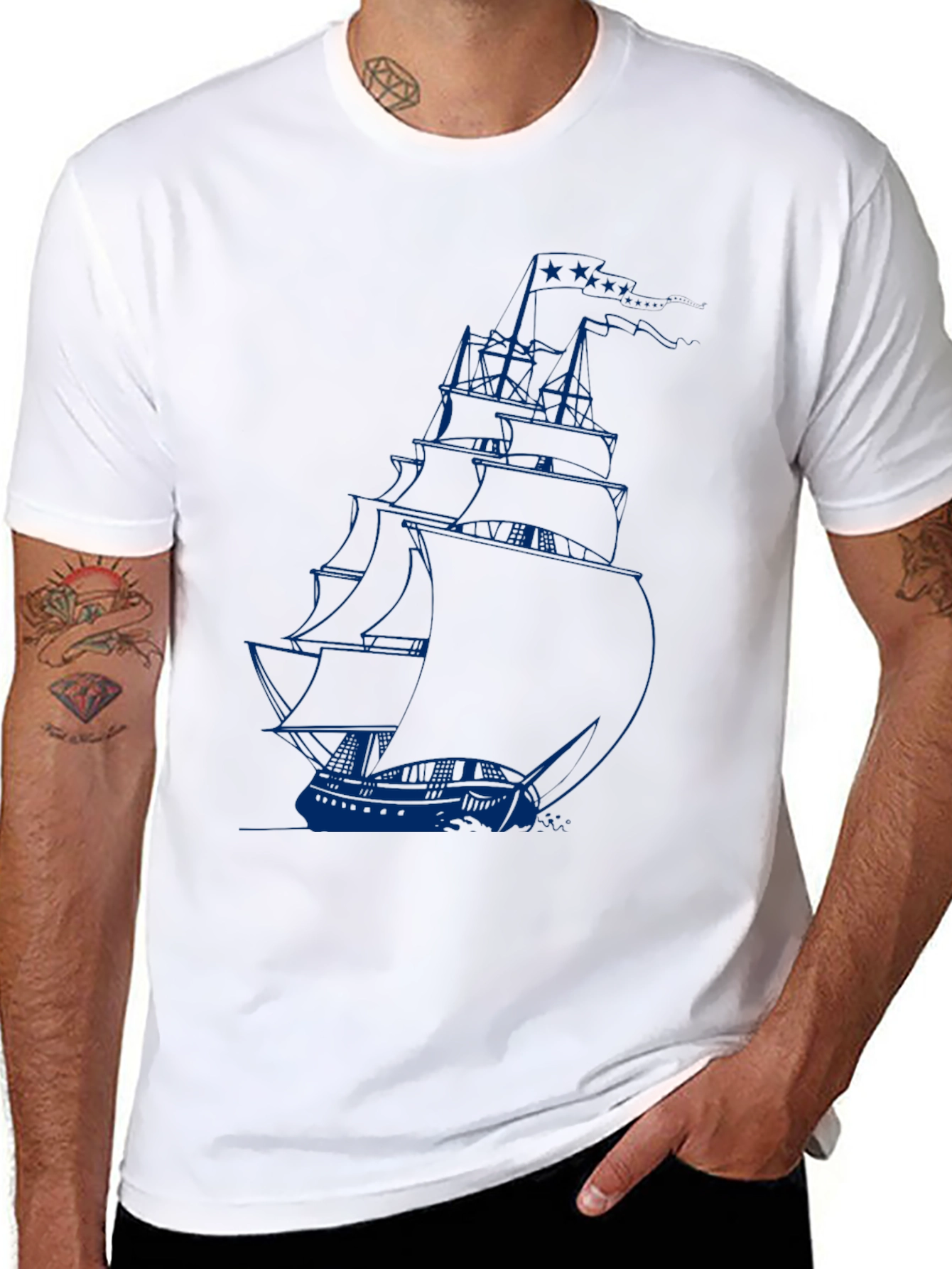 Nautical Sailboat Graphic Tee - Black
