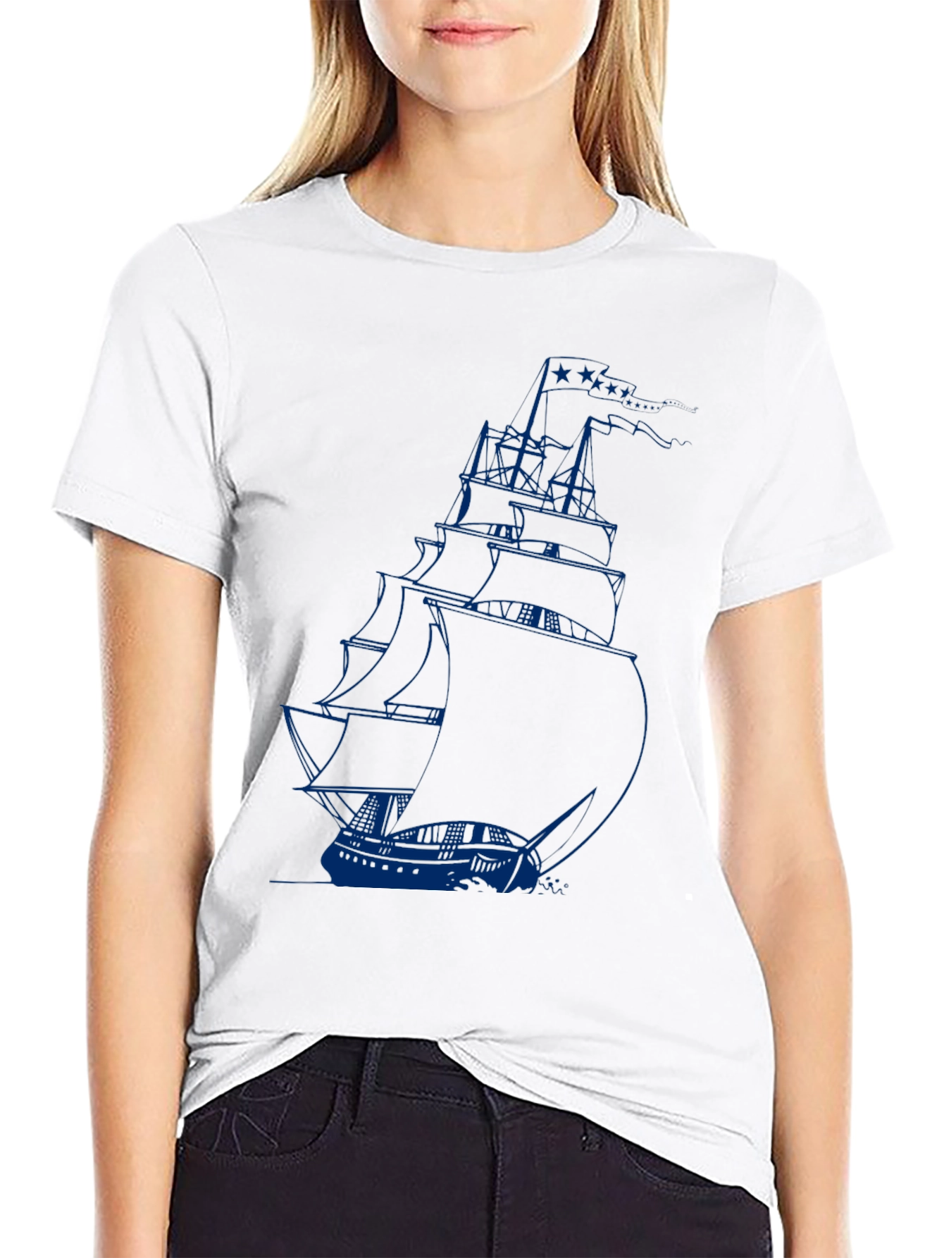 Nautical Sailboat Graphic Tee - Black