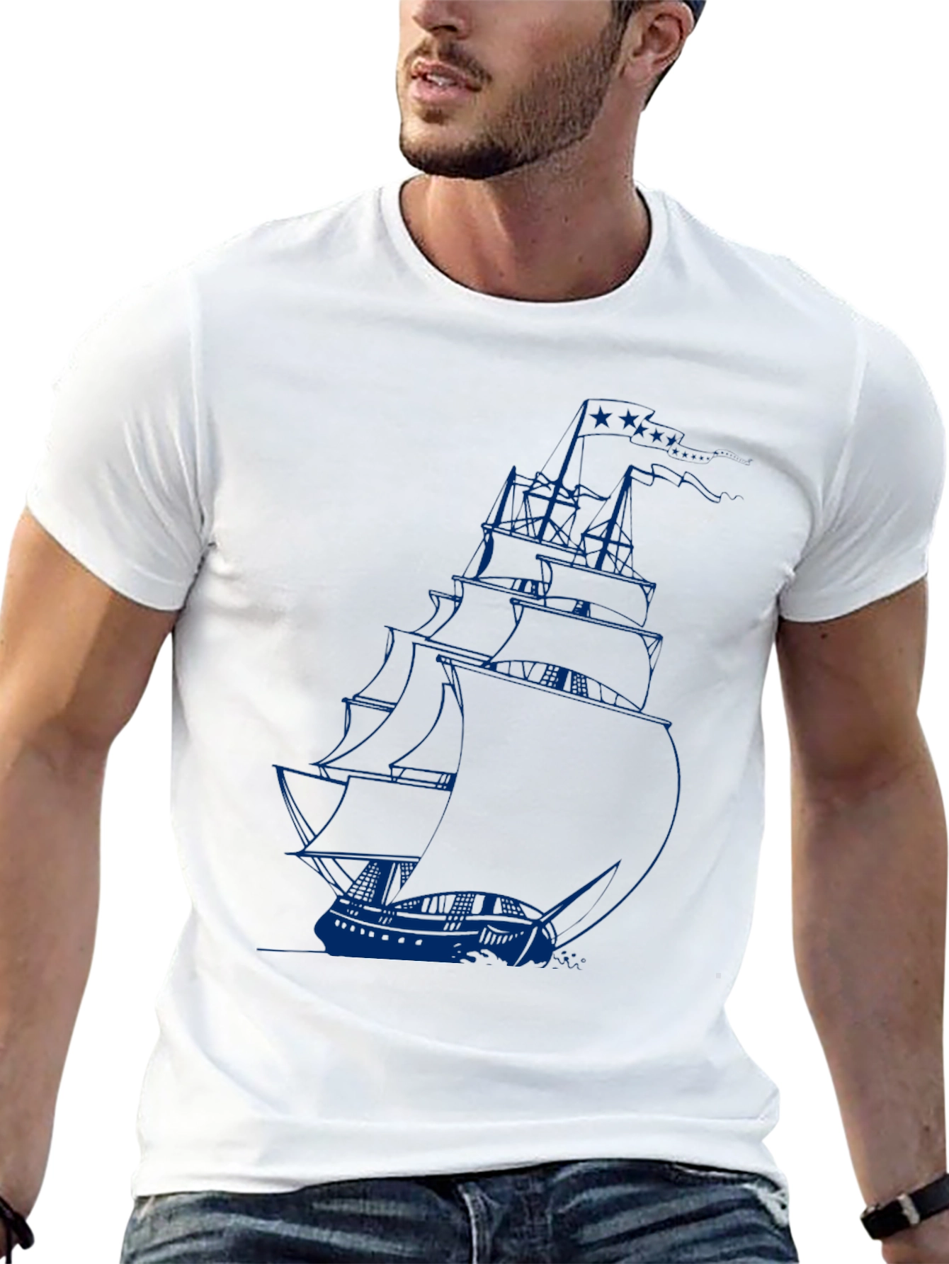 Nautical Sailboat Graphic Tee - Black